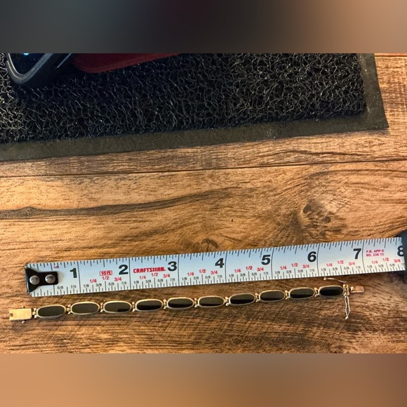 STERLING SILVER 925 INLAY BEAUTIFUL BLACK BRACELET - Picture 8 of 8